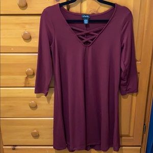 Maroon, long sleeve skater dress